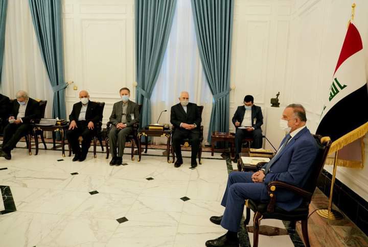 رئيس مجلس الوزراء مصطفى الكاظمي يستقبل وزير الخارجية الايراني