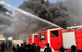 استنفار فرق الاطفاء لإخماد حريق اندلع في بناية وسط بغداد 