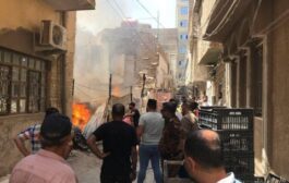 اندلاع حريق قرب باب المراد في مدينة الكاظمية المقدسة 